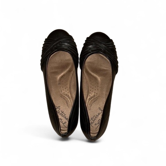 Naturalizer Black Peep-Toe Flats - Picture 1 of 3